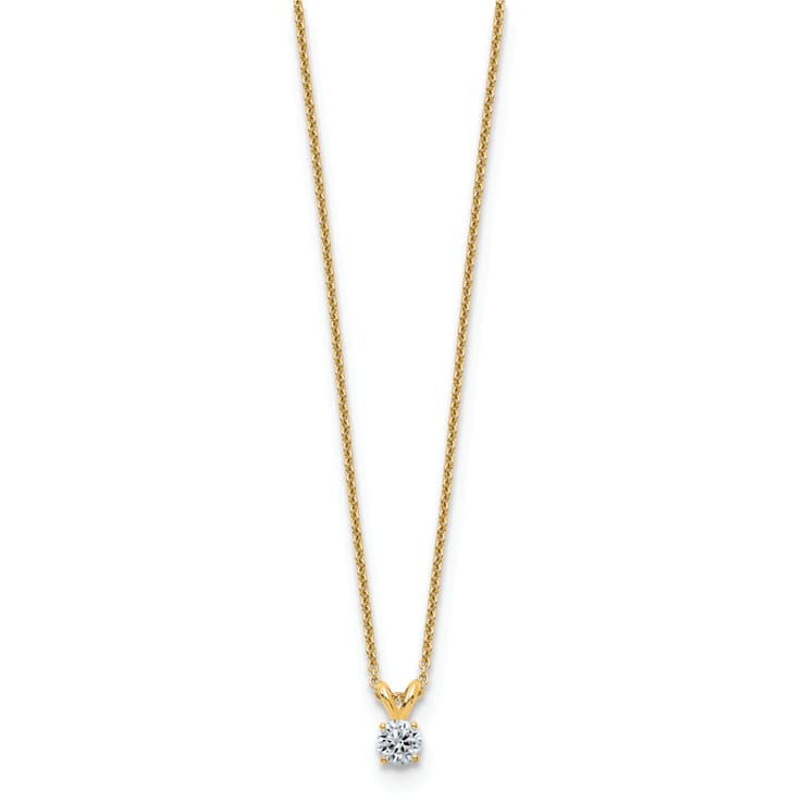 14K Yellow Gold 1/4 ct. 4.0mm Round D E F Pure Light Moissanite Pendant
with Chain