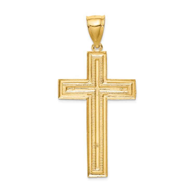14K Yellow Gold Diamond-cut Cross Pendant