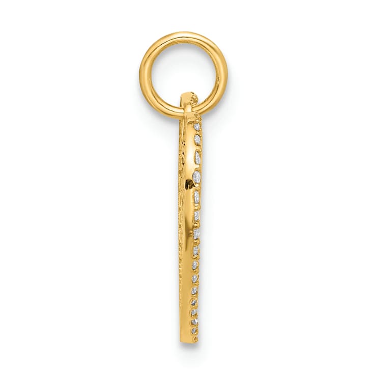 10k Yellow Gold Polished Clear and Red Cubic Zirconia Heart Charm