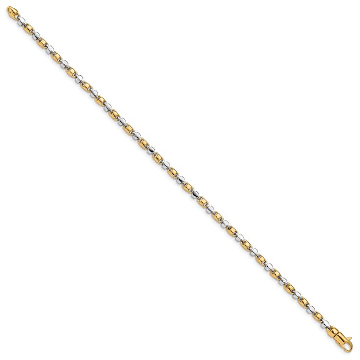 14K Two-tone Gold 2.6mm Hand-polished Fancy Link Bracelet