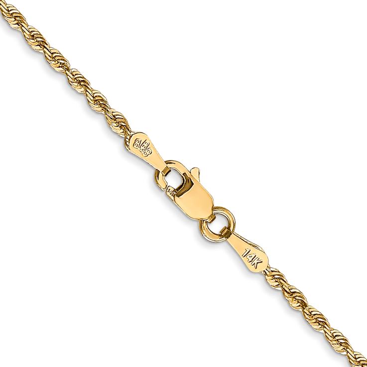 14k Yellow Gold 1.85mm Solid Diamond-Cut Quadruple Rope 30 Inch Chain