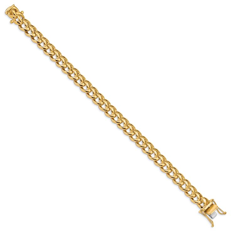 10k Yellow Gold and 10k White Gold 8.6mm Hand-polished Fancy Link Bracelet