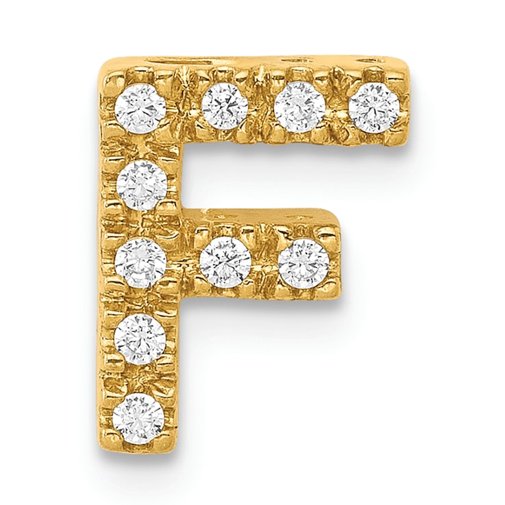 14K Yellow Gold Diamond Letter F Initial Charm