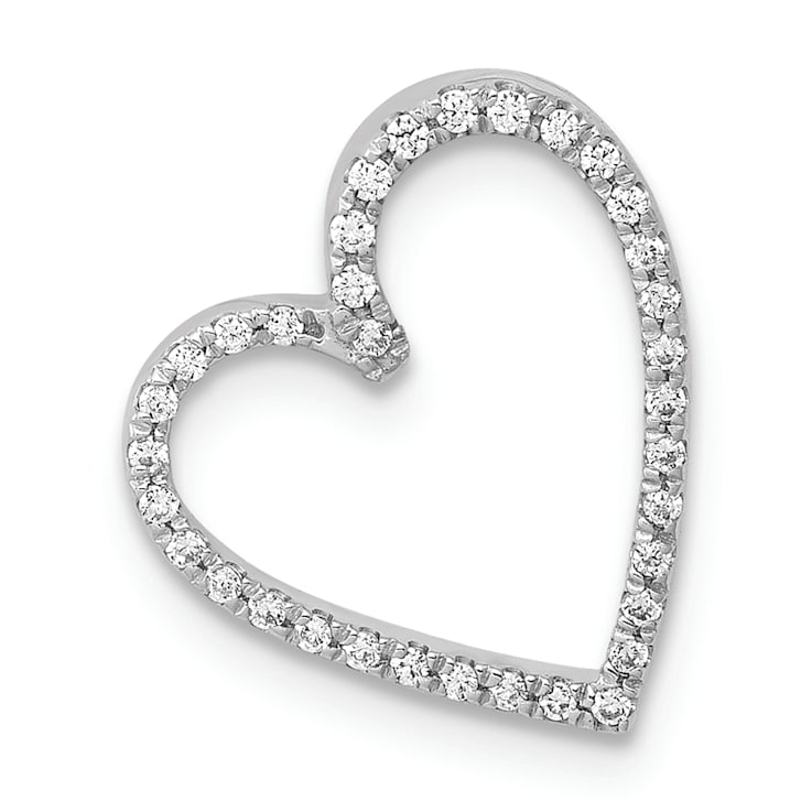 Rhodium Over 14k White Gold Diamond Vintage Heart Chain Slide Pendant