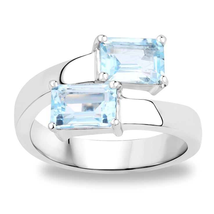 Sky Blue Topaz Bypass Ring In Sterling Silver 2.14ctw