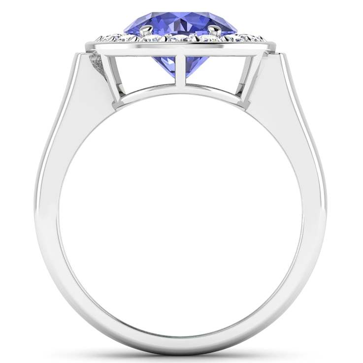 2.5ctw Violet Tanzanite and Diamond 14K White Gold Halo Ring