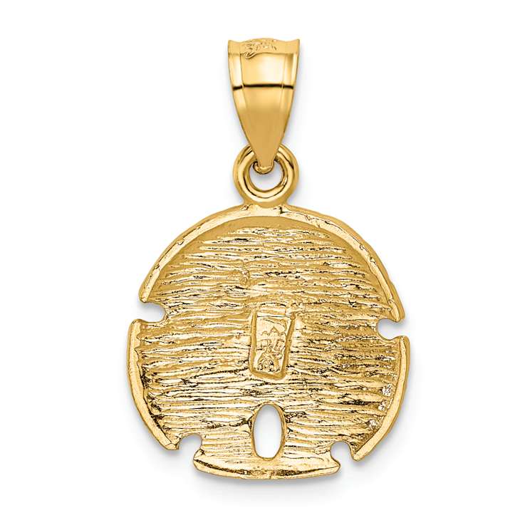 14k Yellow Gold Brushed and Diamond-Cut Sand Dollar Pendant