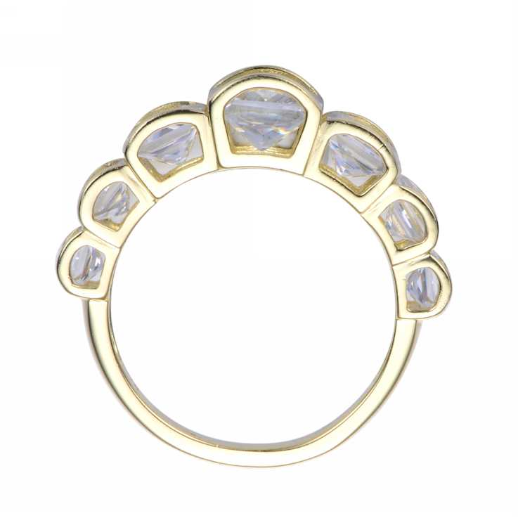 Princess-Cut CZ Cocktail Band Ring In 14K Gold Over Sterling Silver