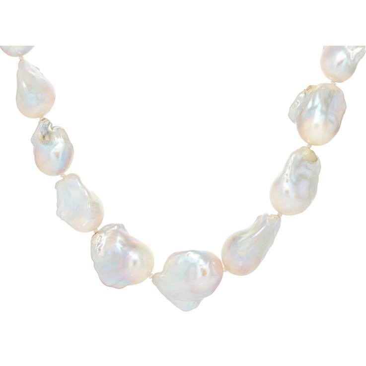 Baroque Freshwater Pearl Strand Necklace In Sterling Silver