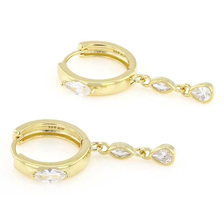 Marquise And Pear CZ Drop Earrings In 18K Gold Over Sterling Silver