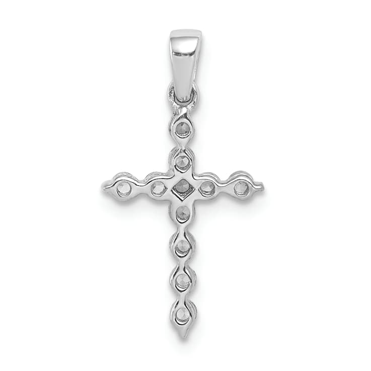 Rhodium Over 10k White Gold 0.20 ctw Diamond Cross Pendant