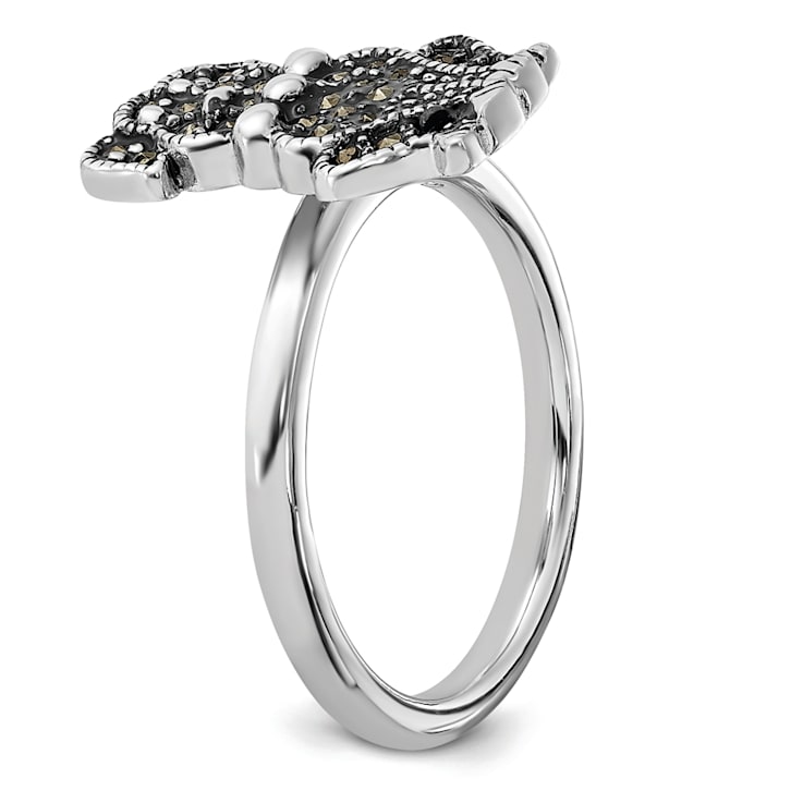 Rhodium Over Sterling Silver Stackable Expressions Marcasite Dog Ring