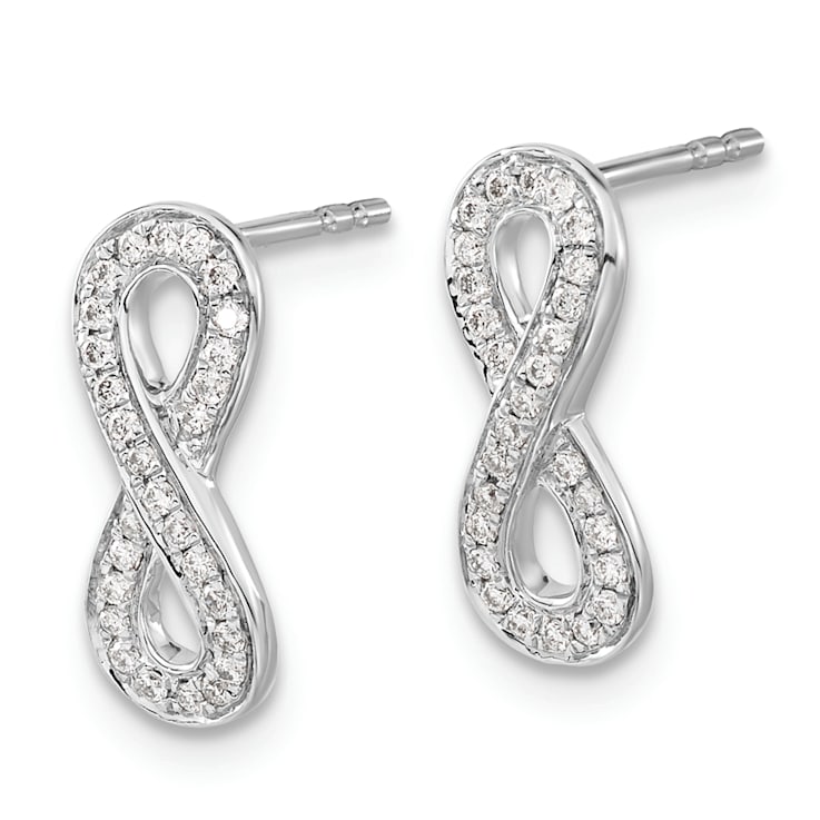 Rhodium Over 14k White Gold Diamond Infinity Stud Earrings