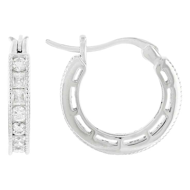 Classic Moissanite Hoop And Stud Earring Set In White Metal