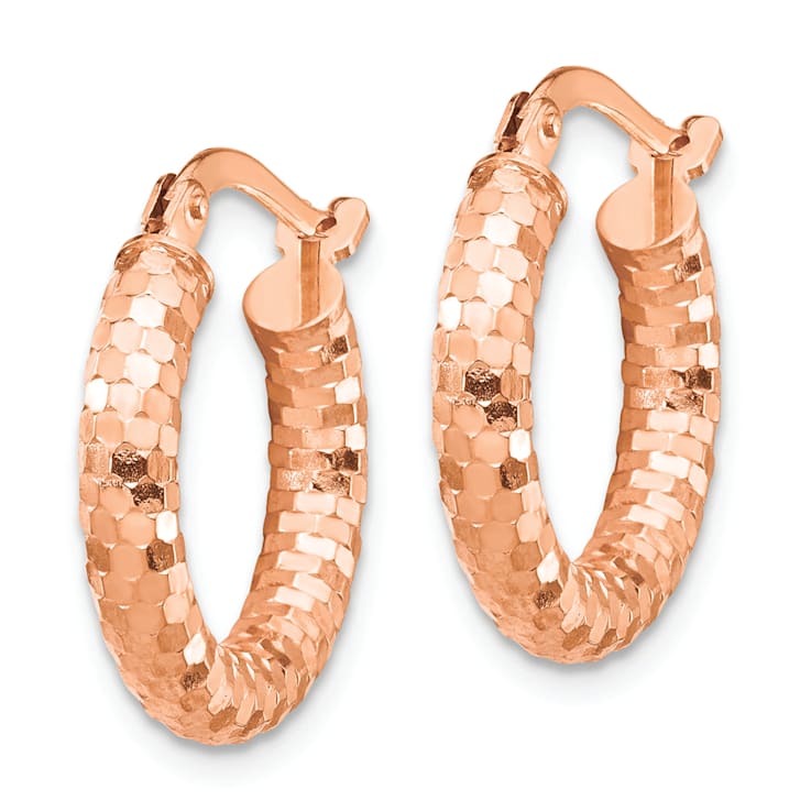14k Rose Gold Diamond-Cut 3/8" Hoop Earrings