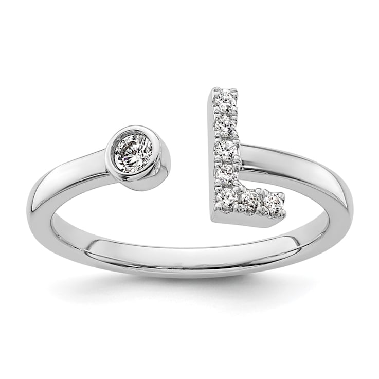 Rhodium Over 14K White Gold Lab Grown Diamond VS/SI GH, Initial L
Adjustable Ring