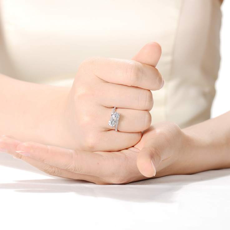 Two-Stone CZ Bypass Ring In Sterling Silver