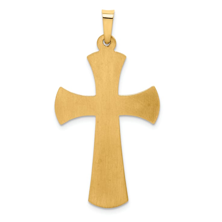 14k Yellow Gold and Rhodium Over 14k Yellow Gold Polished Beaded Edge
Cross Pendant