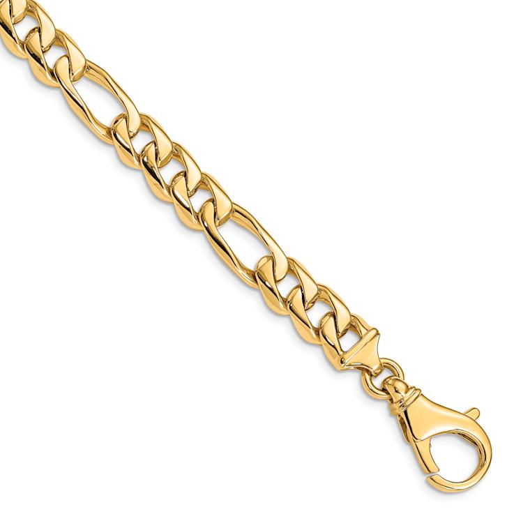 14k Yellow Gold 8.5mm Hand Polished Solid Fancy Link 24 Inch Chain