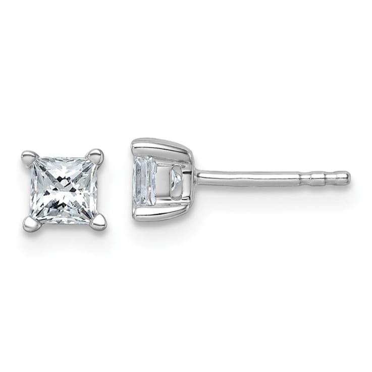 14K White Gold Lab Grown Diamond 3/4ctw Princess VS/SI GH 4 Prong Earrings