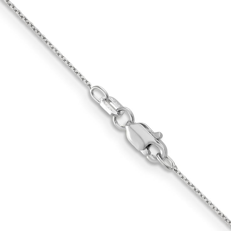 Rhodium Over 14k White Gold 0.65mm Solid Diamond-Cut Round Open Link
Cable 24 Inch Chain