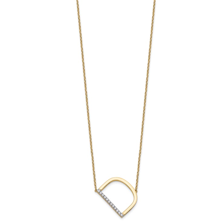 14k Yellow Gold and Rhodium Over 14k Yellow Gold Sideways Diamond
Initial D Pendant 18 Inch Necklace
