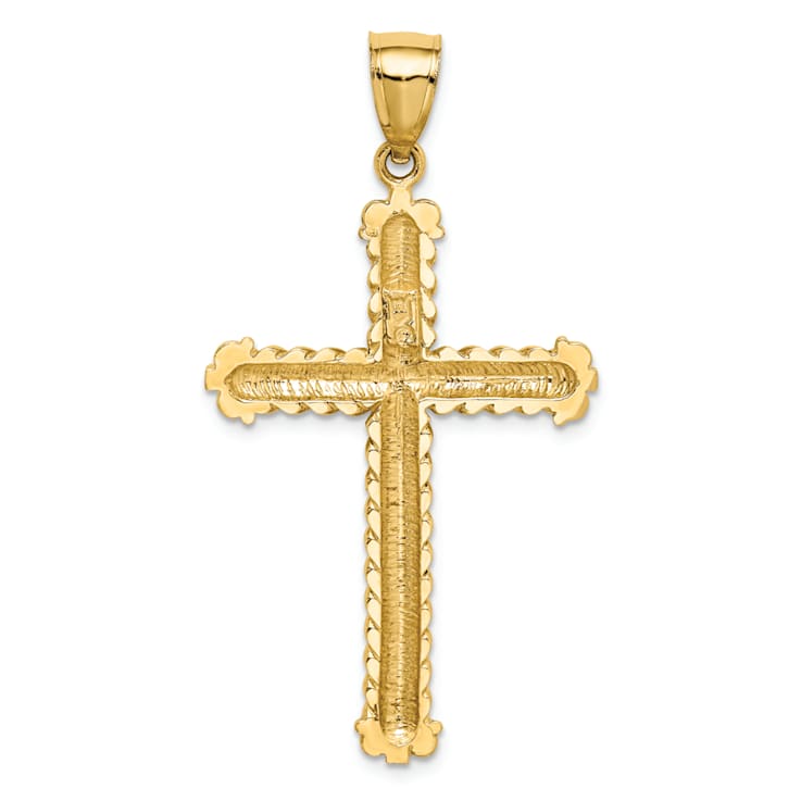 14K Yellow Gold Diamond-cut Cross Pendant