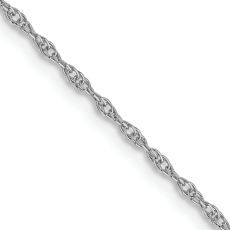 Rhodium Over 14k White Gold 0.95mm Solid Cable 18 Inch Chain
