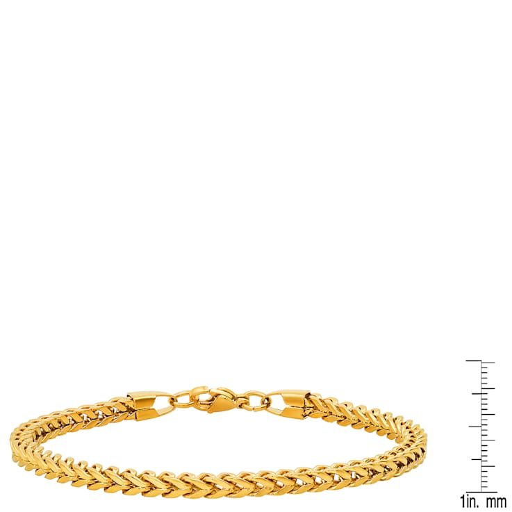 Men's 3.5mm Franco Link Bracelet In 18K Yellow Gold Over Stainless Steel