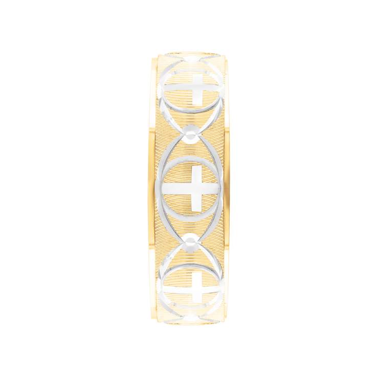 6mm Cross Band in 10k Yellow Gold with White Rhodium
