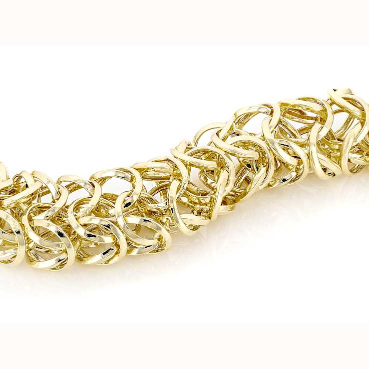 Royal Link Statement Bracelet In Solid 14K Yellow Gold 9.5mm