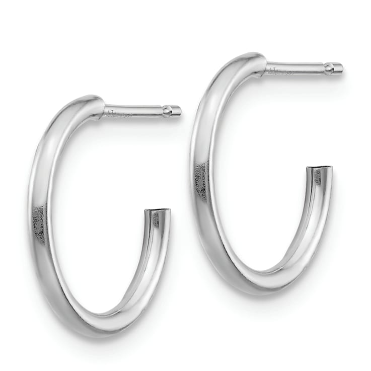 Rhodium Over 14K White Gold Hoop Earrings