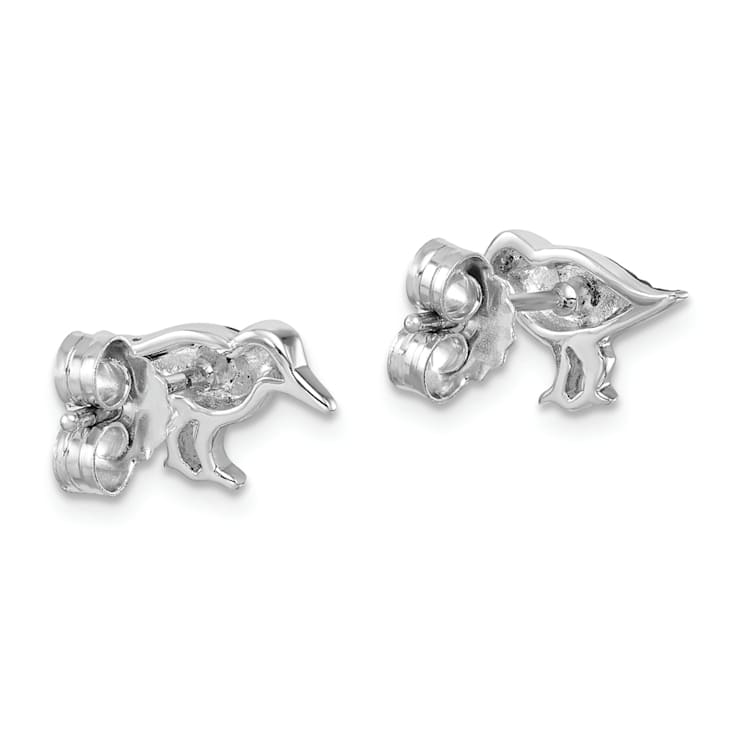 Rhodium Over Sterling Silver Antiqued Sandpiper Post Earrings