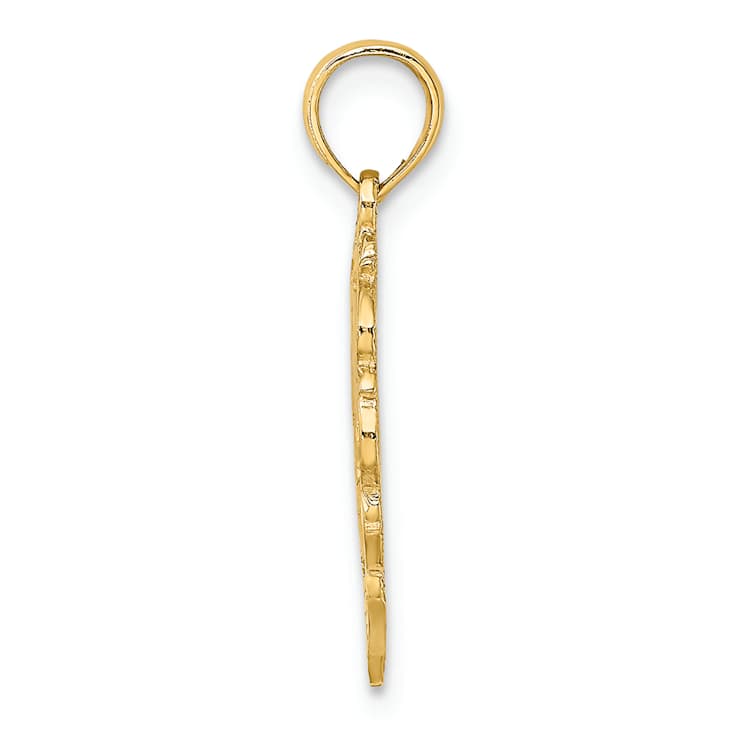 14K Yellow Gold Polished Love Birds in Heart Pendant