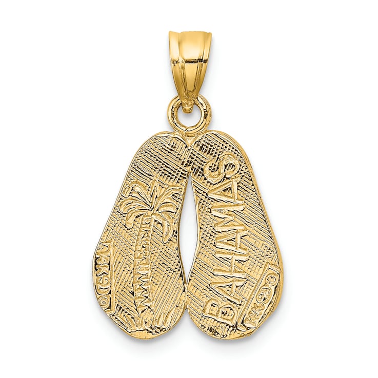 14k Yellow Gold Textured Reversible Bahamas Double Sandals Charm