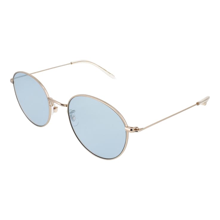 Garrett Leight Paloma Gold Prosecco Round Frame / Semi Flat Sky Layered
Mirror Lenses Sunglasses