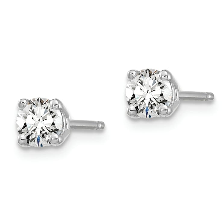 Rhodium Over 14K Gold Certified Lab Grown Diamond 1/2ct. VS/SI GH+,
4-Prong Earrings