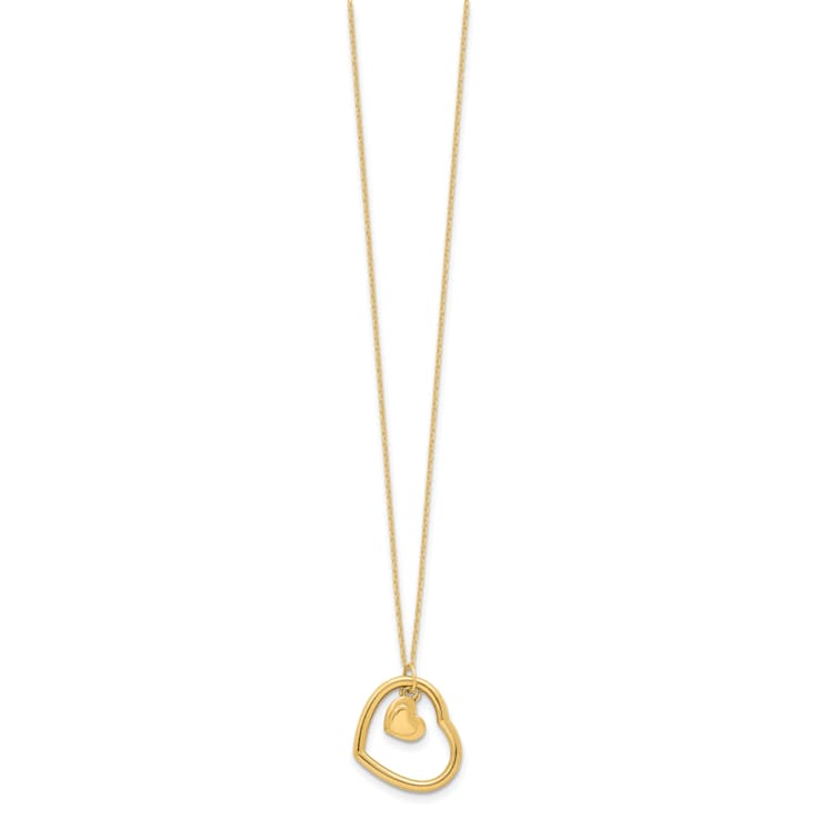 14K Yellow Gold Polished Heart Pendant Necklace