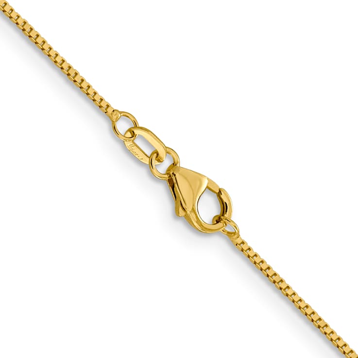 18K Yellow Gold 0.9mm Solid Box 24 Inch Chain