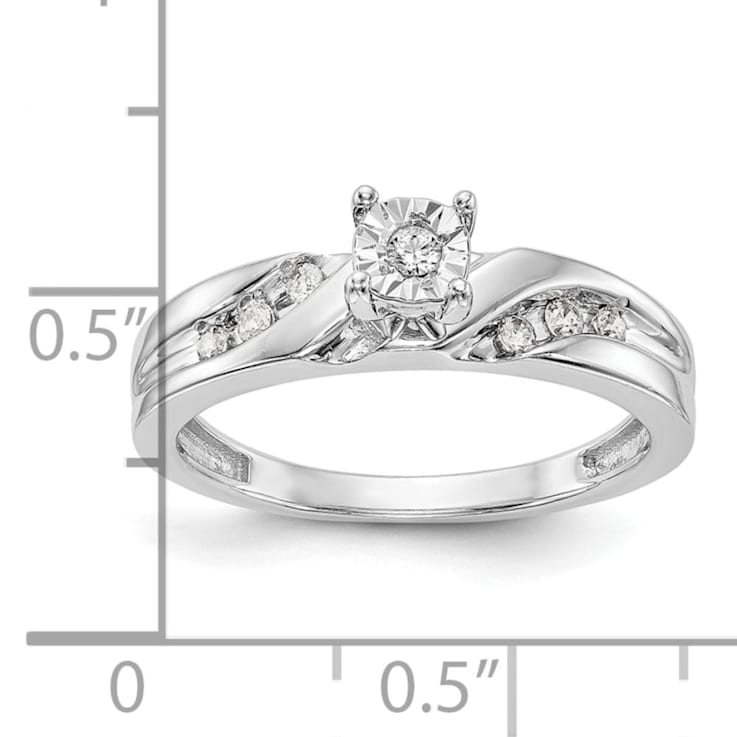 Rhodium Over 14K White Gold Diamond Trio Engagement Ring 0.13ctw