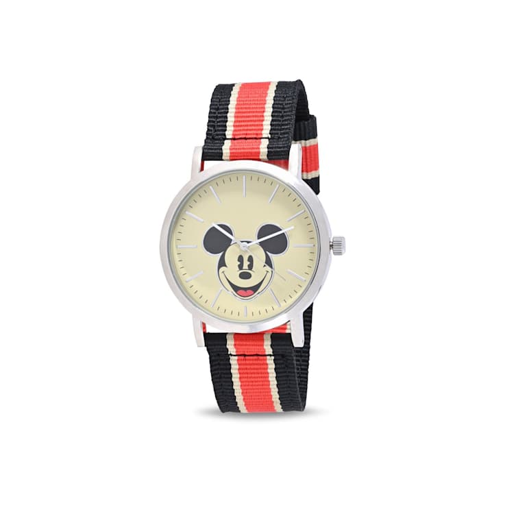 Disney Mickey and Minnie Face with Red and Black Nylon Band His and Hers
Watches Set of 2