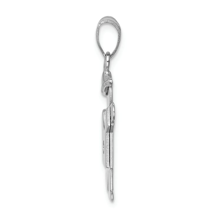 Rhodium Over 14k White Gold Satin Diamond Kid with Hat Pendant