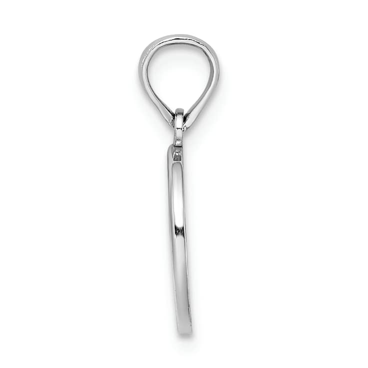 Rhodium Over 14k White Gold Textured Mini Fleur-De-Lis Oval Charm