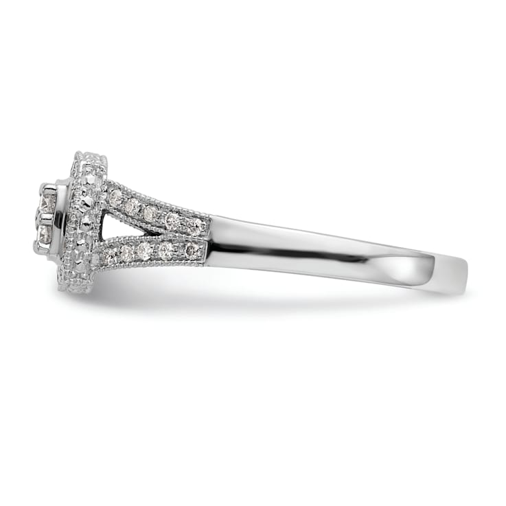 Rhodium Over 14K White Gold Diamond Cluster Engagement Ring 0.50ctw