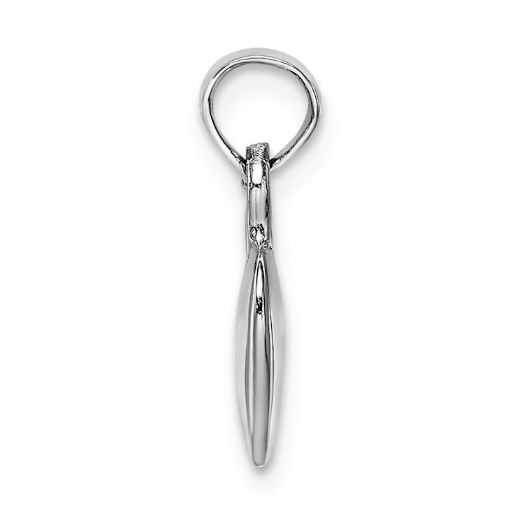 Rhodium Over 14k White Gold Polished 3D Heart Pendant