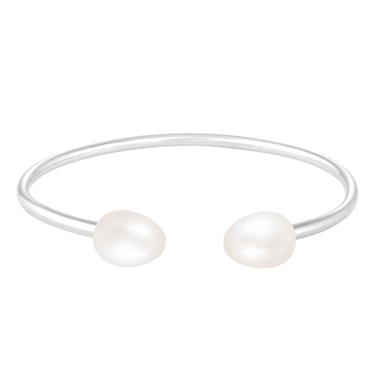 7.5-8mm White Cultured Freshwater Pearl Silver  Bracelet