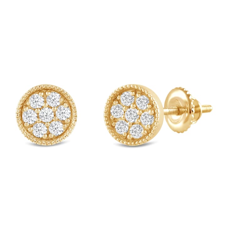 White Cubic Zirconia 14k Yellow Gold Earrings With Velvet Gift Box 0.40ctw