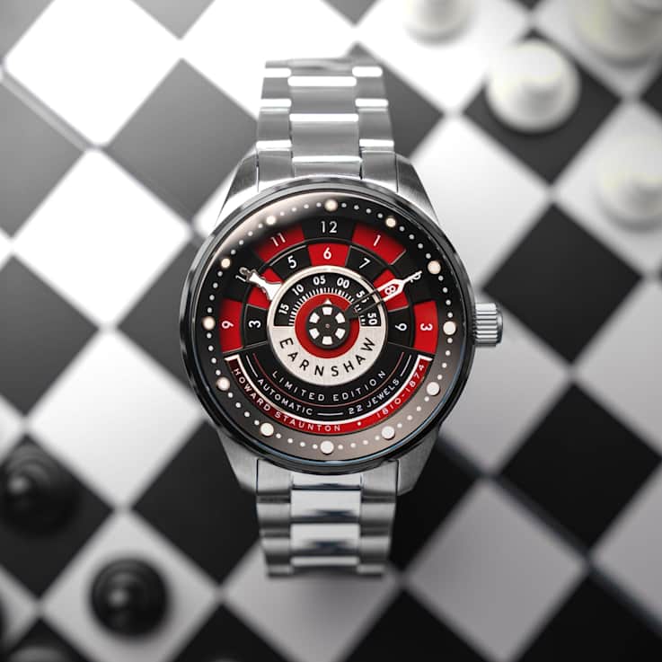 Thomas Earnshaw Staunton Chess Set Automatic Red Dial Stainless Steel
Band Limited Edition Watch