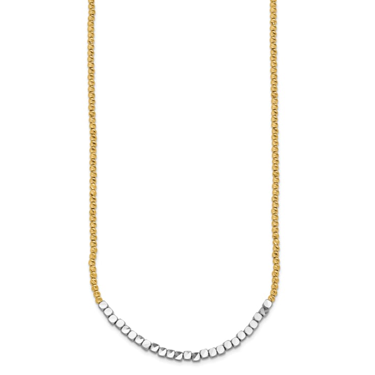14K Two-tone Diamond-cut Beaded 18-inch Necklace