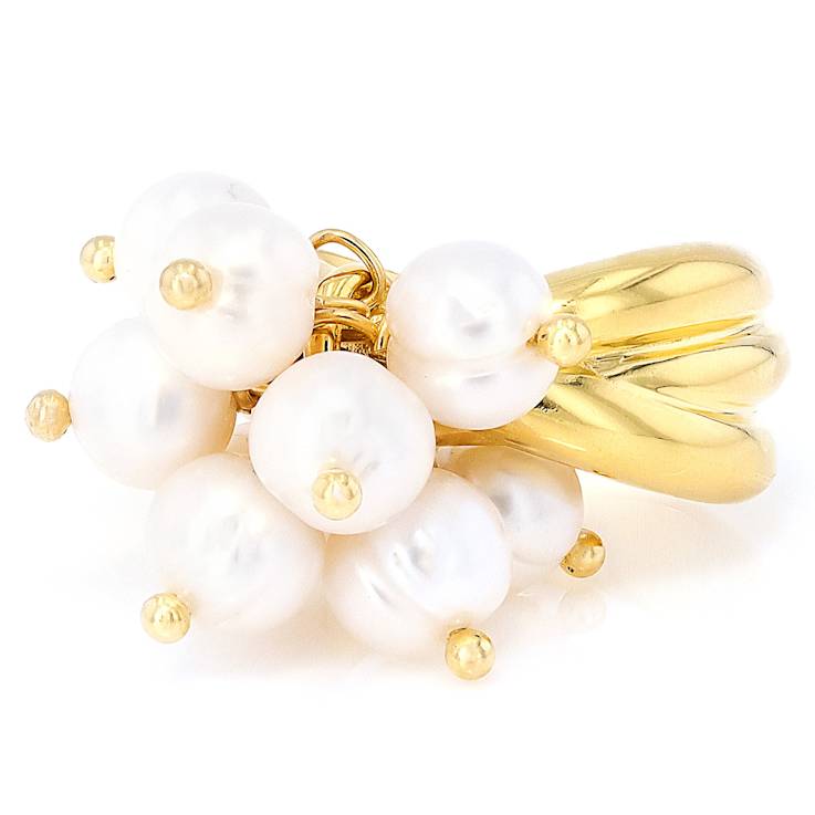 Freshwater Pearl Cluster Ring In 18K Gold Over Bronze